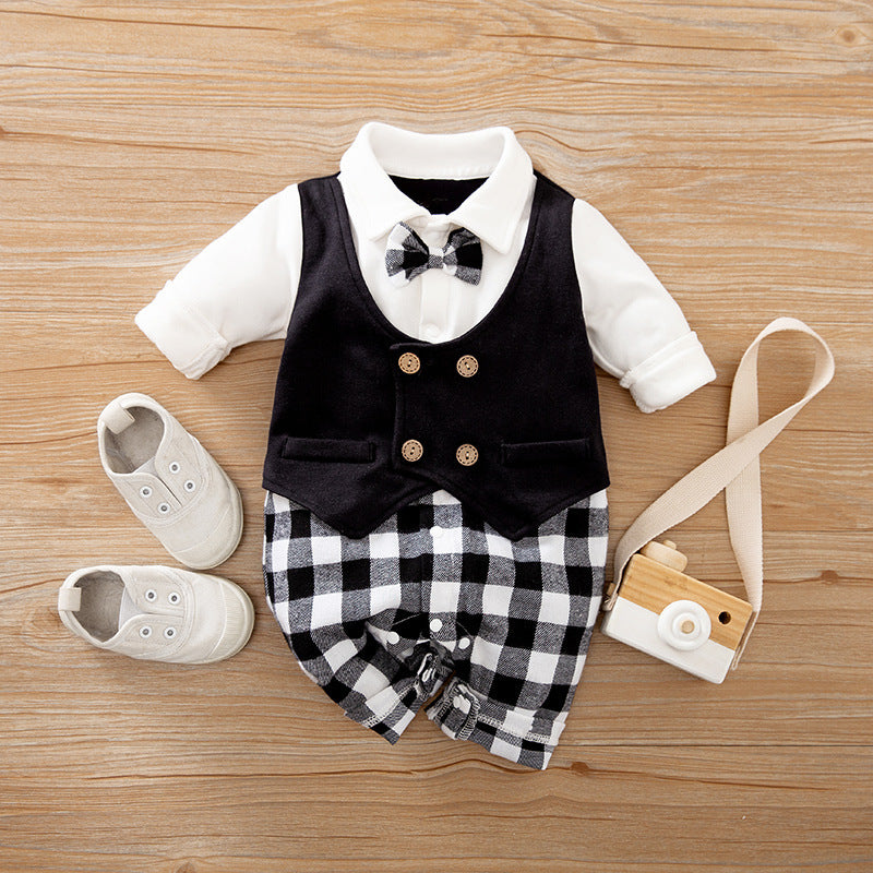 Baby Jumpsuit Spring And Autumn Models Foreign Trade Gentleman Baby Clothes Long-Sleeved Baby Clothes Baby Clothes