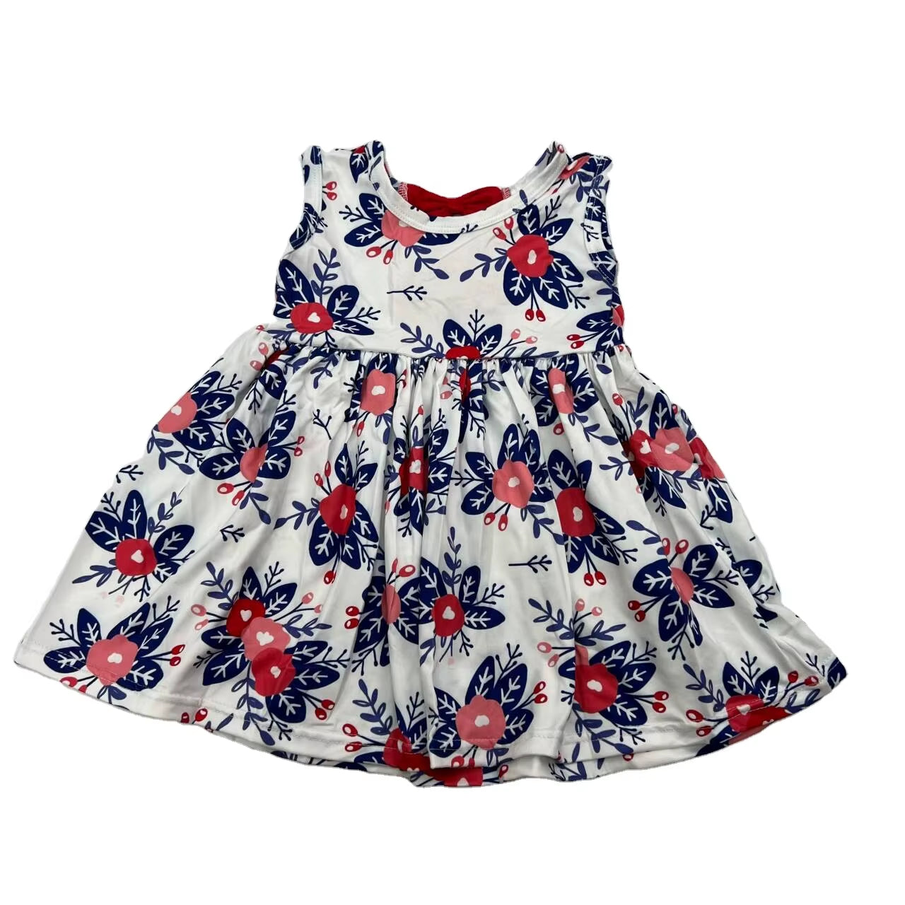 Qingli OEM Ready Made Kids Dress 2 Year Old Girl Dress with Bow Back Cheap Sleeveless Dresses for Girls of 5 Year Old