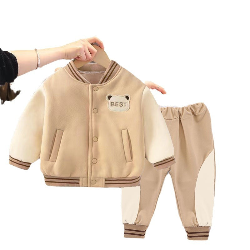 Boys' Casual Sweatshirt Baseball Uniform Two-piece Set